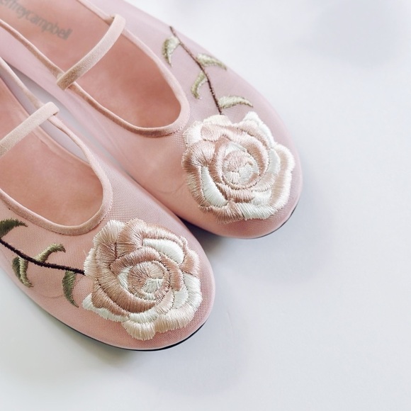 NEW Jeffrey Campbell Swan Flower Mesh Flats Pink - Picture 5 of 10